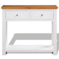 Solid Oak Wood Console Table with Two Drawers and Shelf M5758