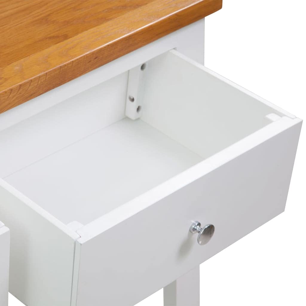 Solid Oak Wood Console Table with Two Drawers and Shelf M5758