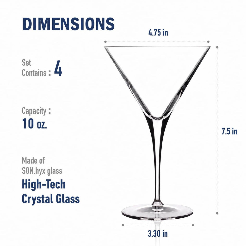 Clear 10 Oz Martini Glasses Set of 4 W2581