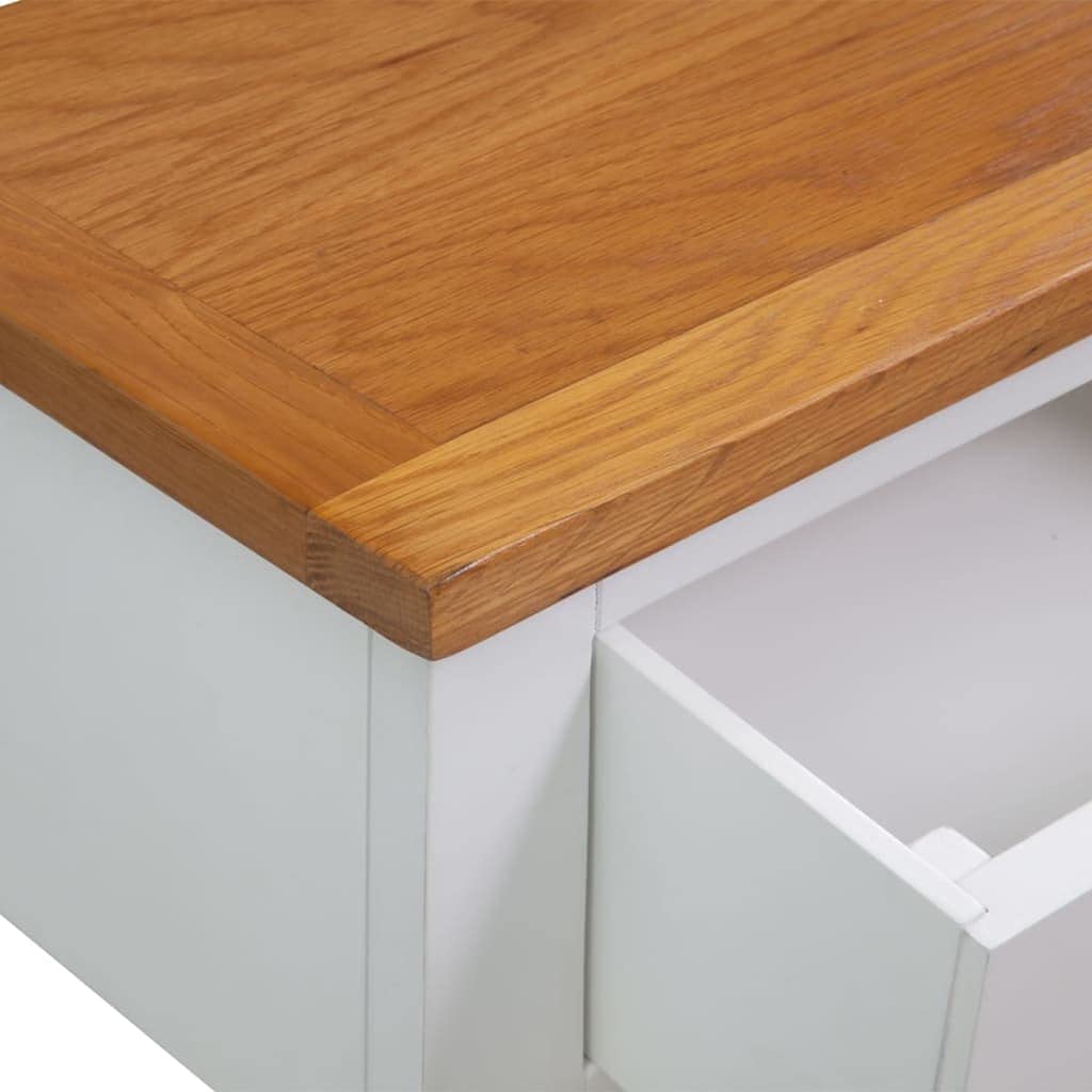 Solid Oak Wood Console Table with Two Drawers and Shelf M5758