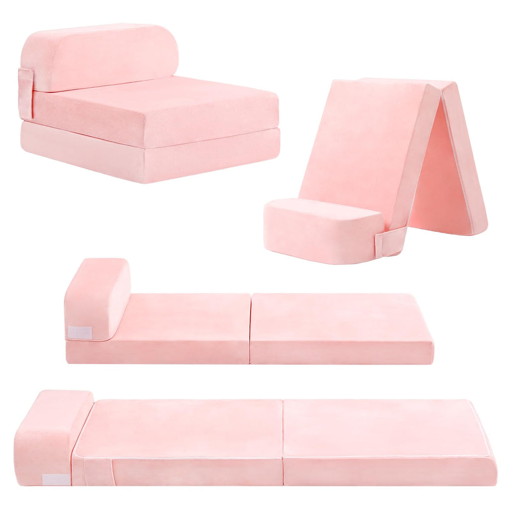 Pink Folding Sofa Bed with Removable Cover H12336