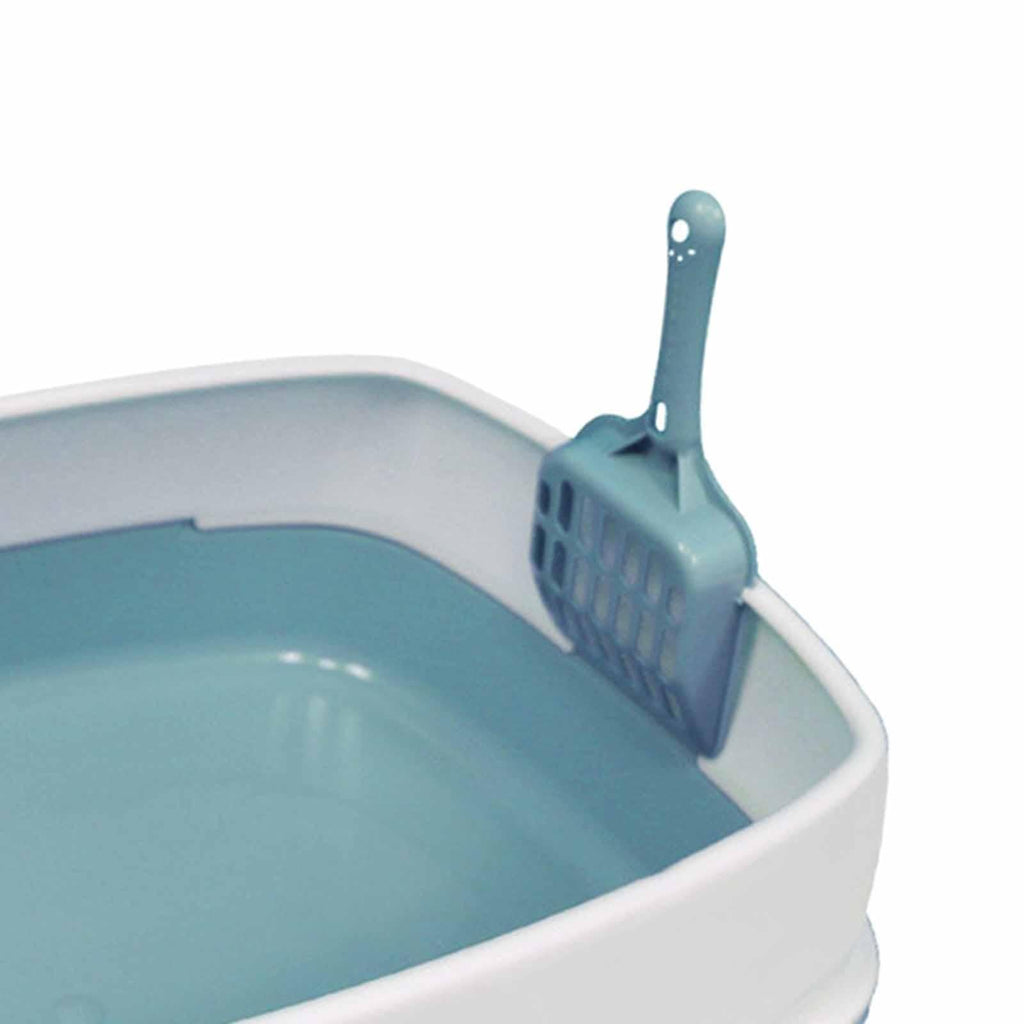 Blue High Sided Cat Litter Box with Scoop E401