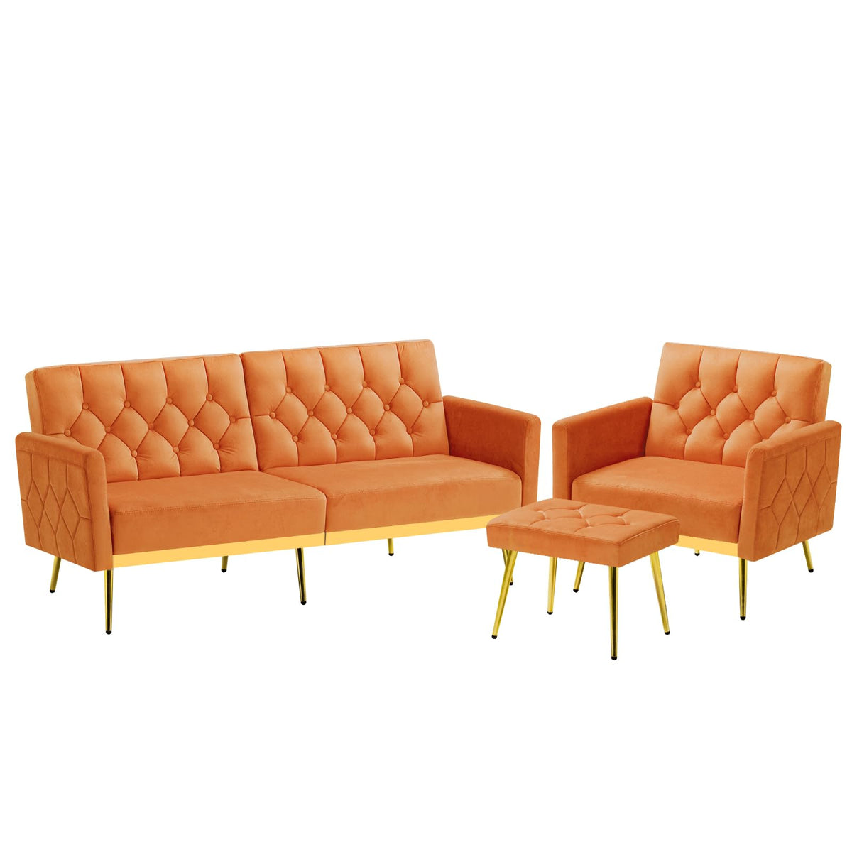 Velvet Sofa Set with Adjustable Armrests & Backrests B264
