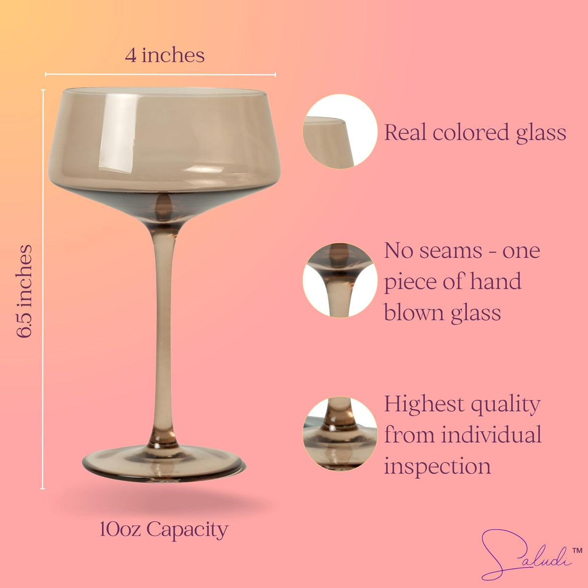 Colored Coupe Glasses Set of 6 N291