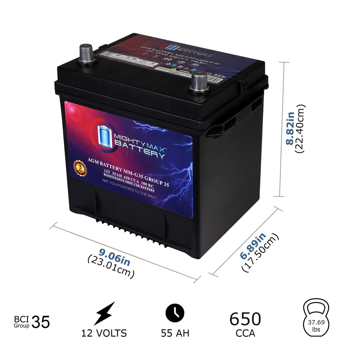 12V 55Ah AGM Replacement Battery H825207