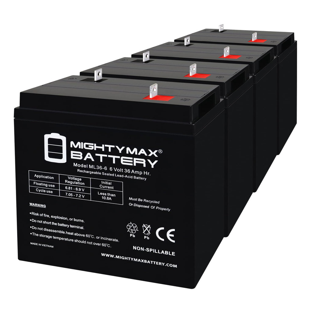 6 Volt 36 AH Rechargeable SLA AGM Battery 4 Pack F809257