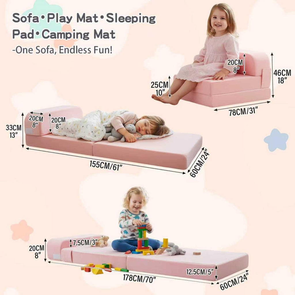 Pink Folding Sofa Bed with Removable Cover H12336