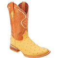 Genuine Leather Ostrich Print Square Toe Western Boots M427