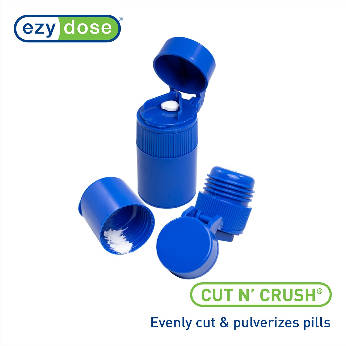 3 Compartment Pill Crusher, Cutter & Grinder with Drinking Cup, Blue W538