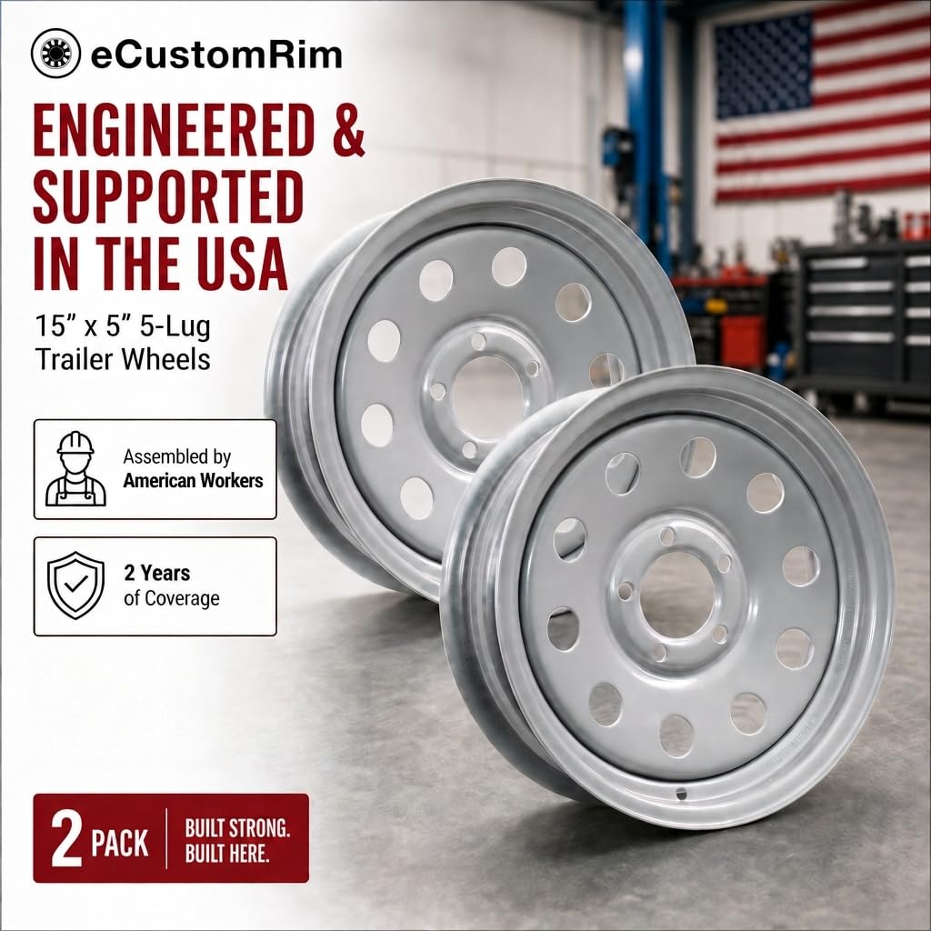 15 Inch 5 Lug Silver Trailer Wheel Q86295