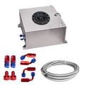5 Gallon 20L Polished Aluminum Fuel Cell Tank with Cap Level Sender Oil Feed Line E101788