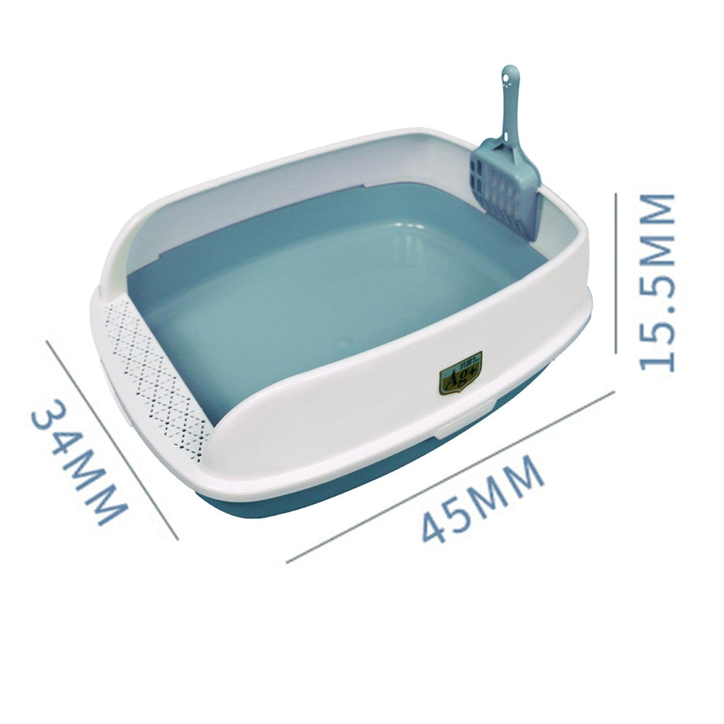 Blue High Sided Cat Litter Box with Scoop E401