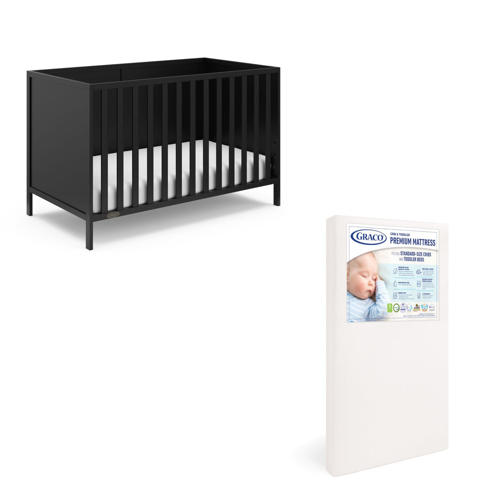 Black Crib and Mattress I67011