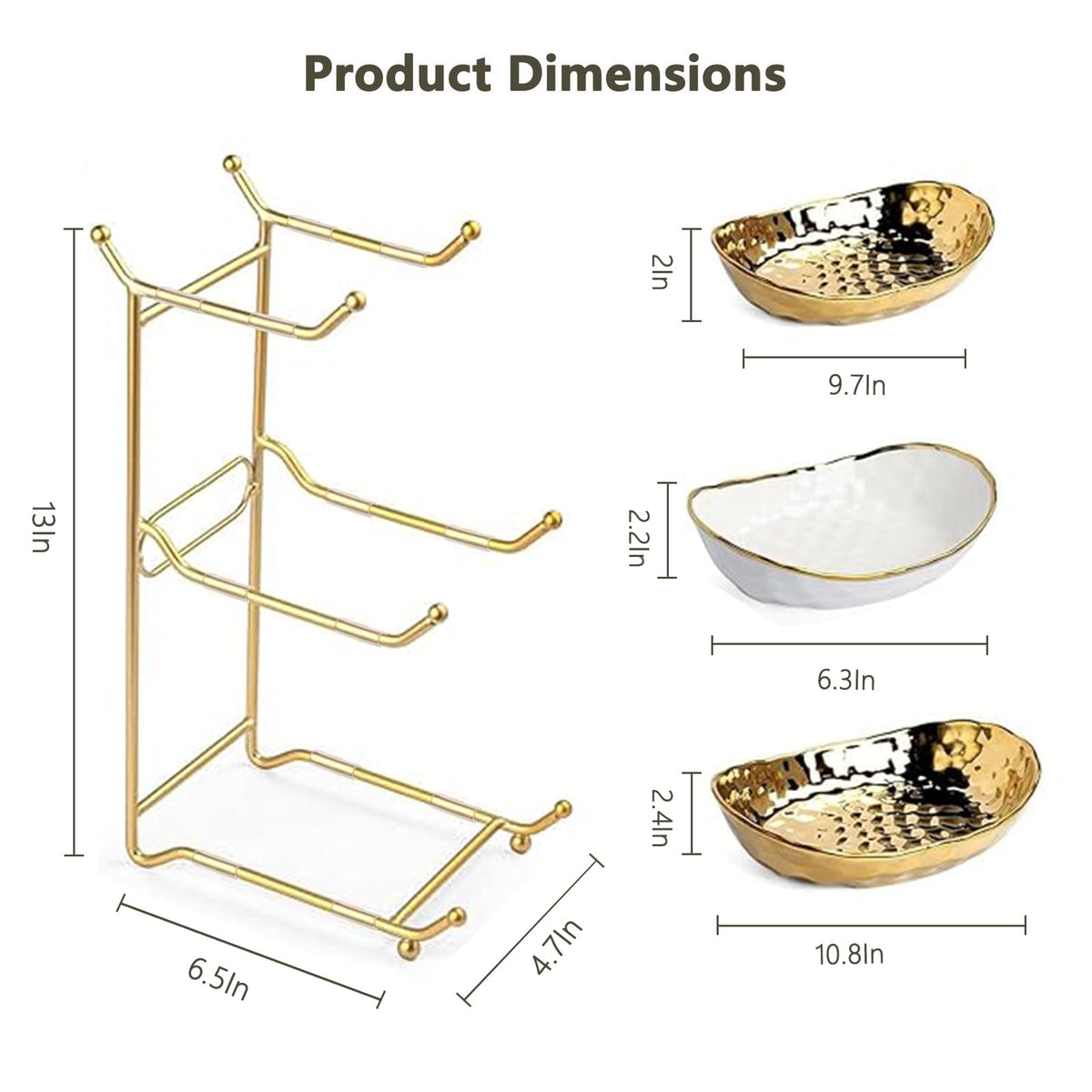 3 Tier Ceramic Fruit Bowl with Metal Stand G41310