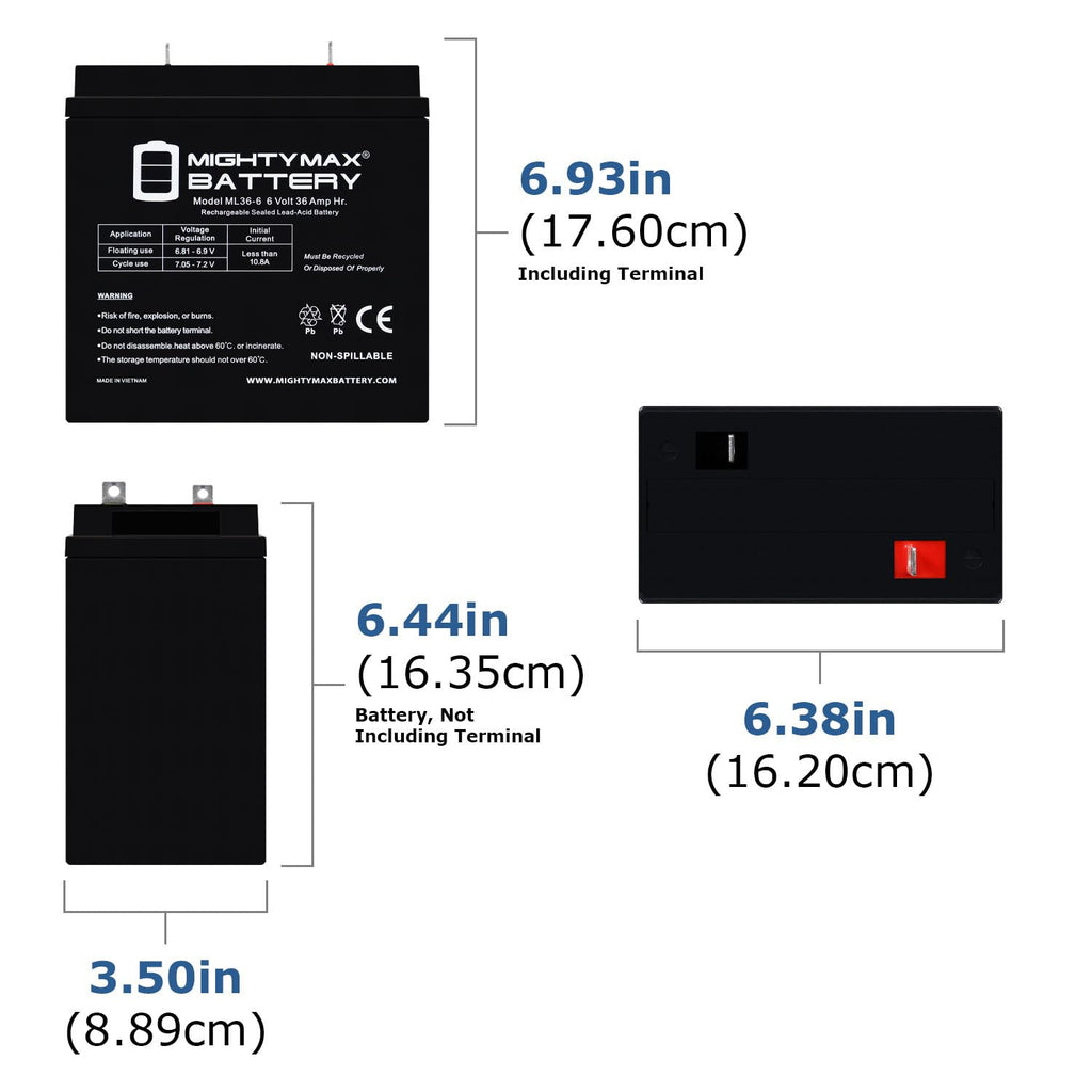 6 Volt 36 AH Rechargeable SLA AGM Battery 4 Pack F809257