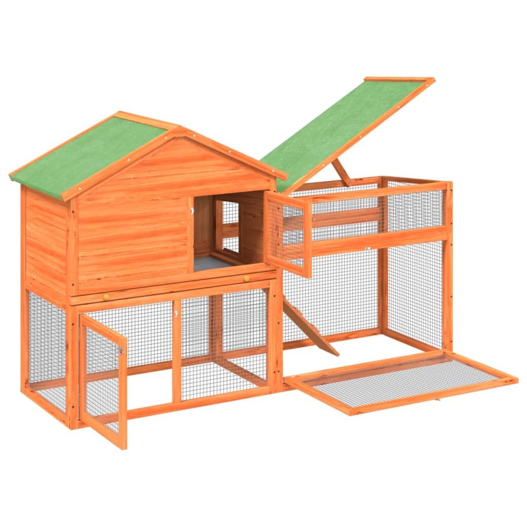 2-Tier Wooden Rabbit Hutch Small Animal Cage J994