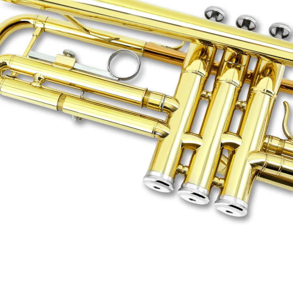 Standard Trumpet Set with Carrying Hard Case, 7C Mouthpiece, Cleaning Cloth and Gloves G989