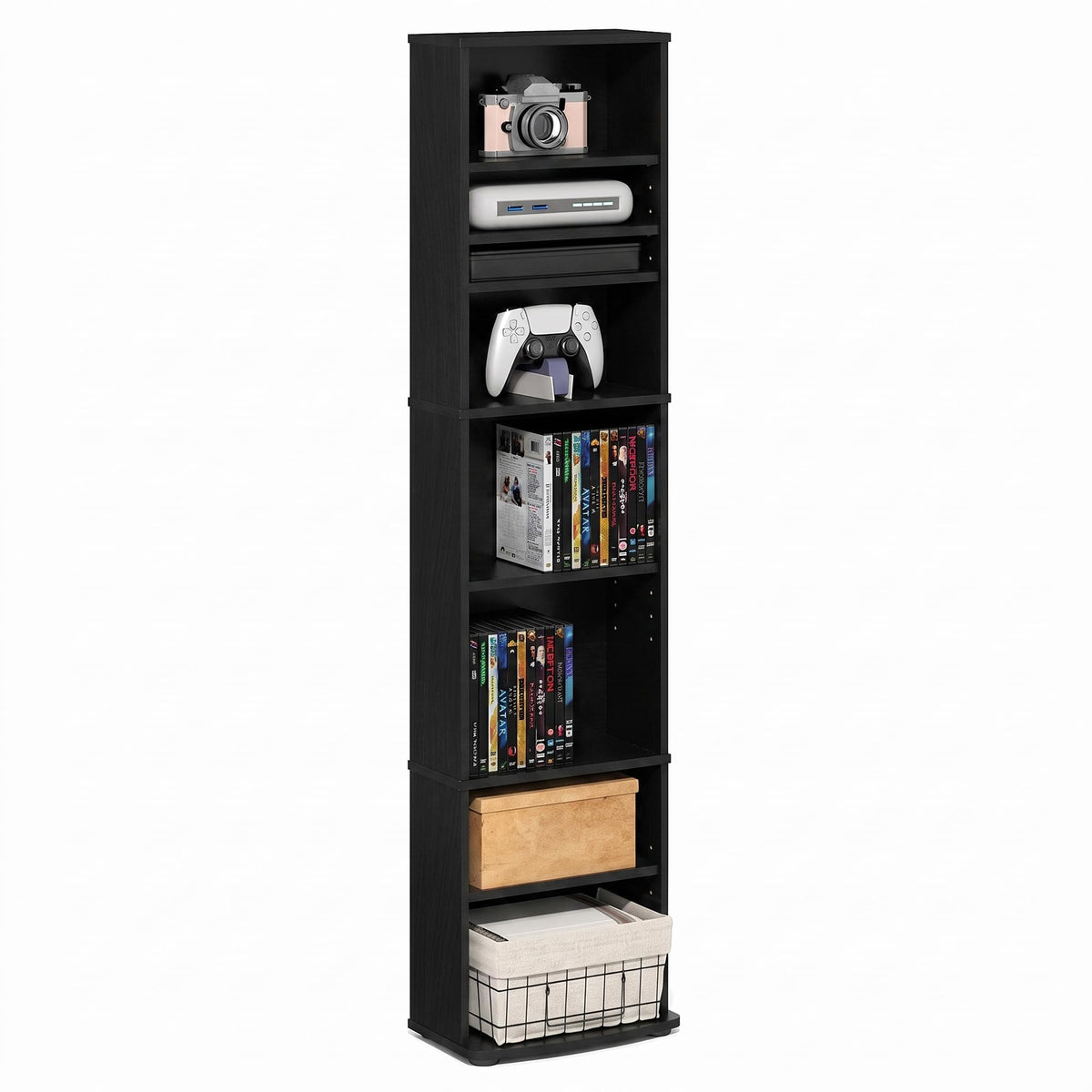 8-Tier Espresso Media Shelf with Adjustable Shelves G982371