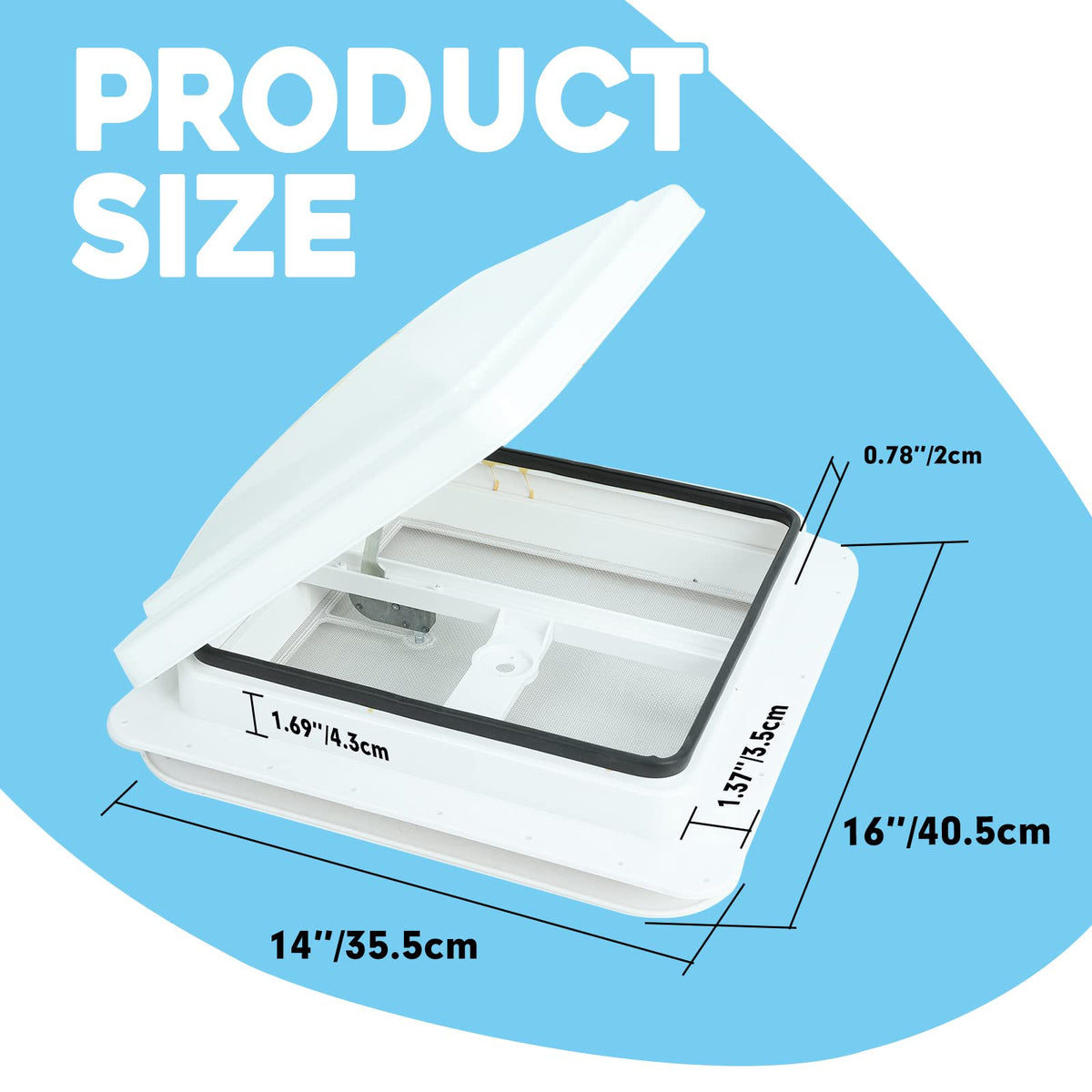 14" RV Roof Vent with White Lid O84234