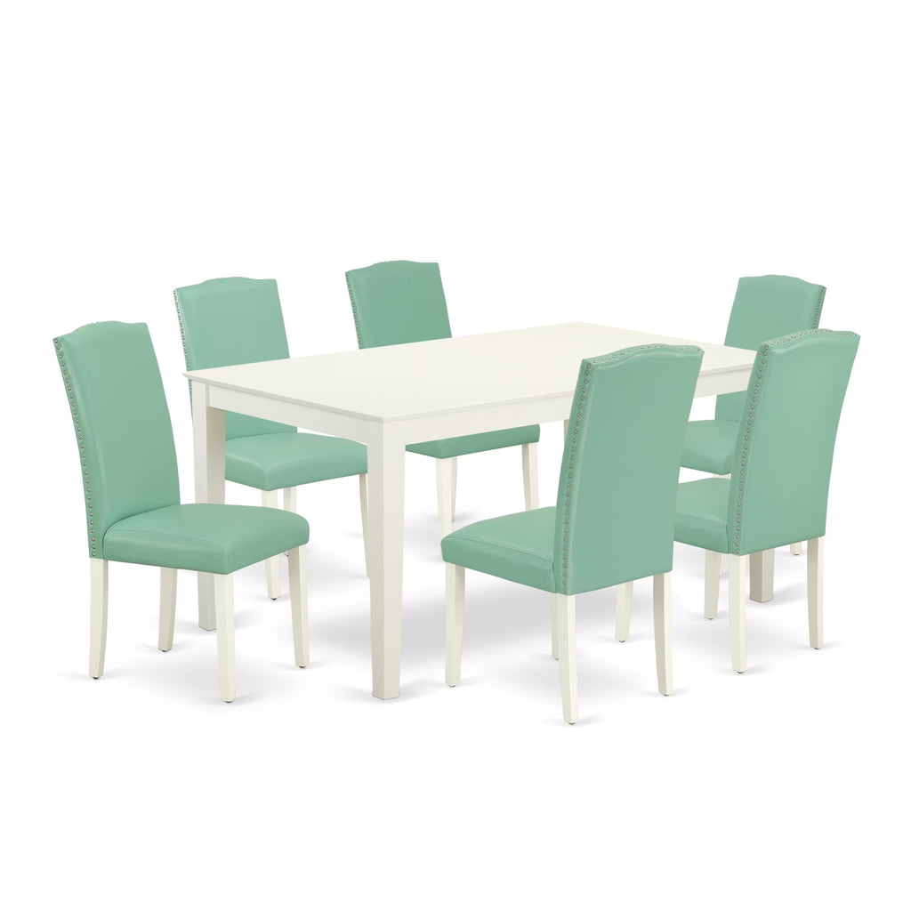 7 Piece Dining Table Set with 6 Faux Leather Chairs W183042