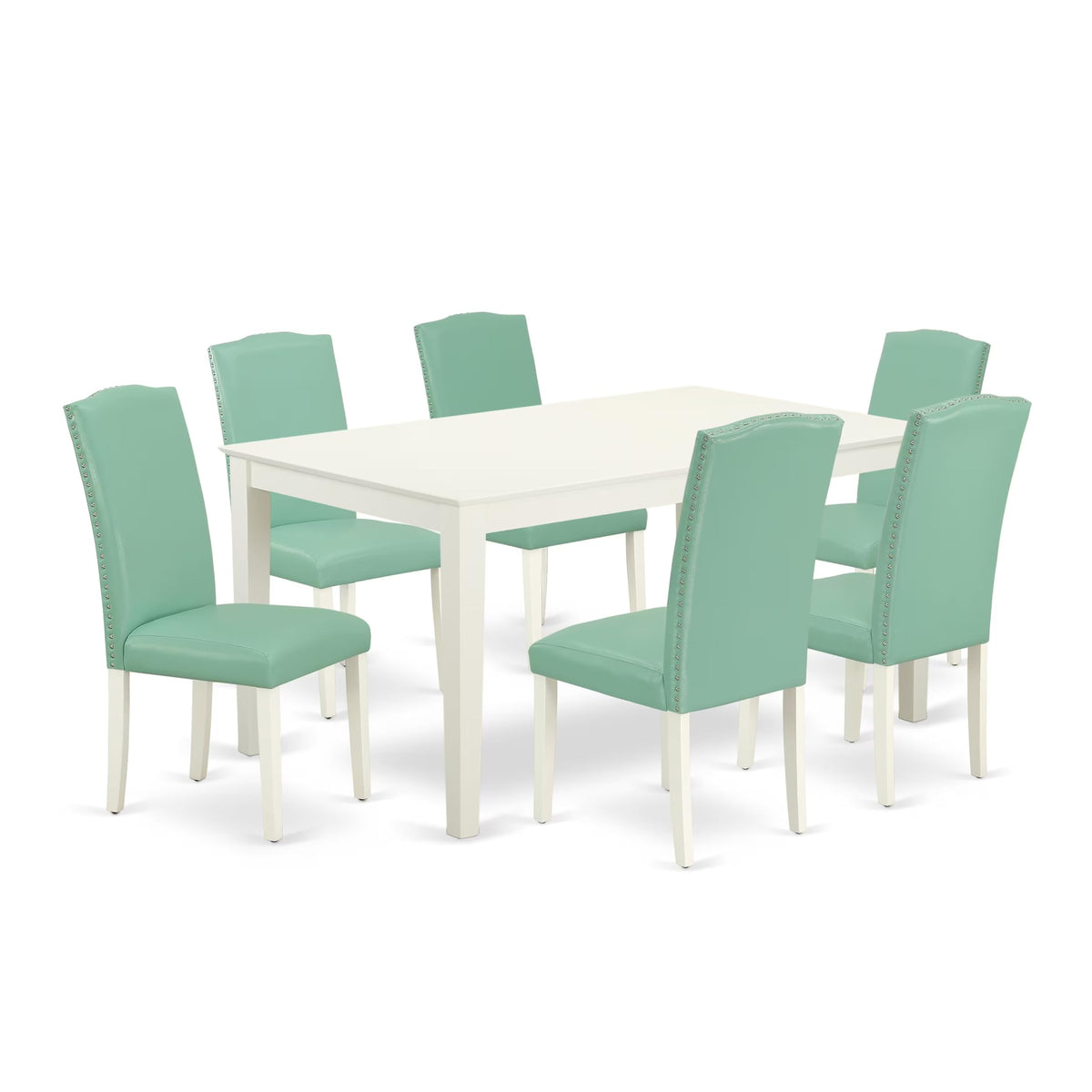 7 Piece Dining Table Set with 6 Faux Leather Chairs W183042