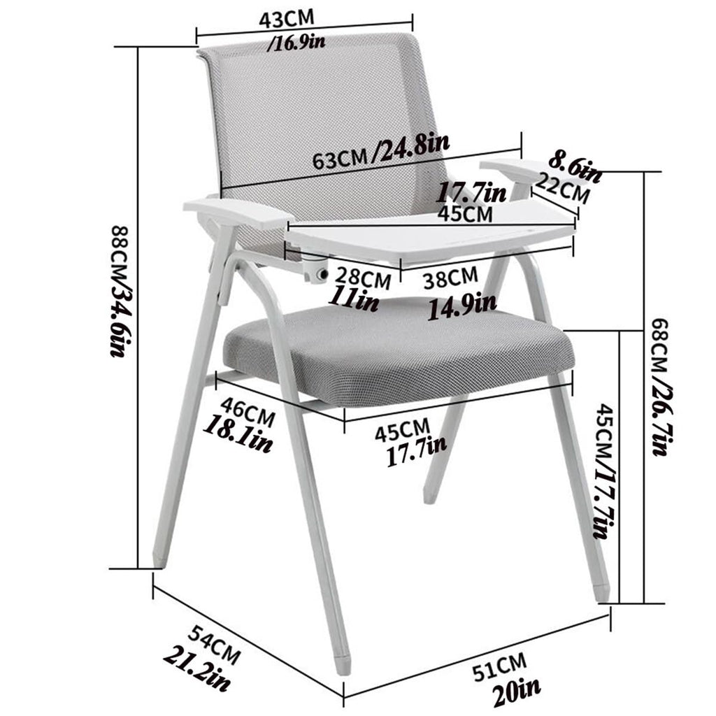 Orange Mesh Folding Office Chair with Writing Board P81162