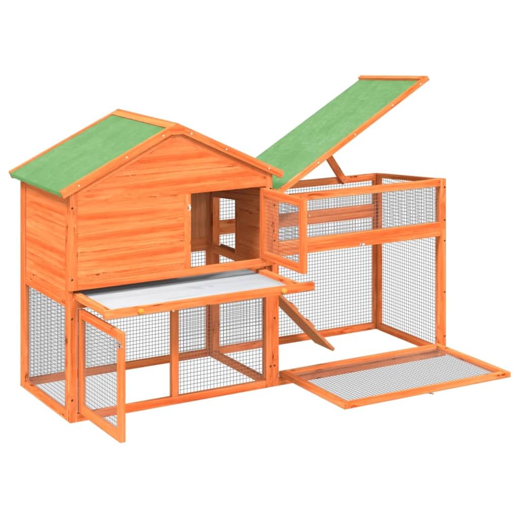 2-Tier Wooden Rabbit Hutch Small Animal Cage J994