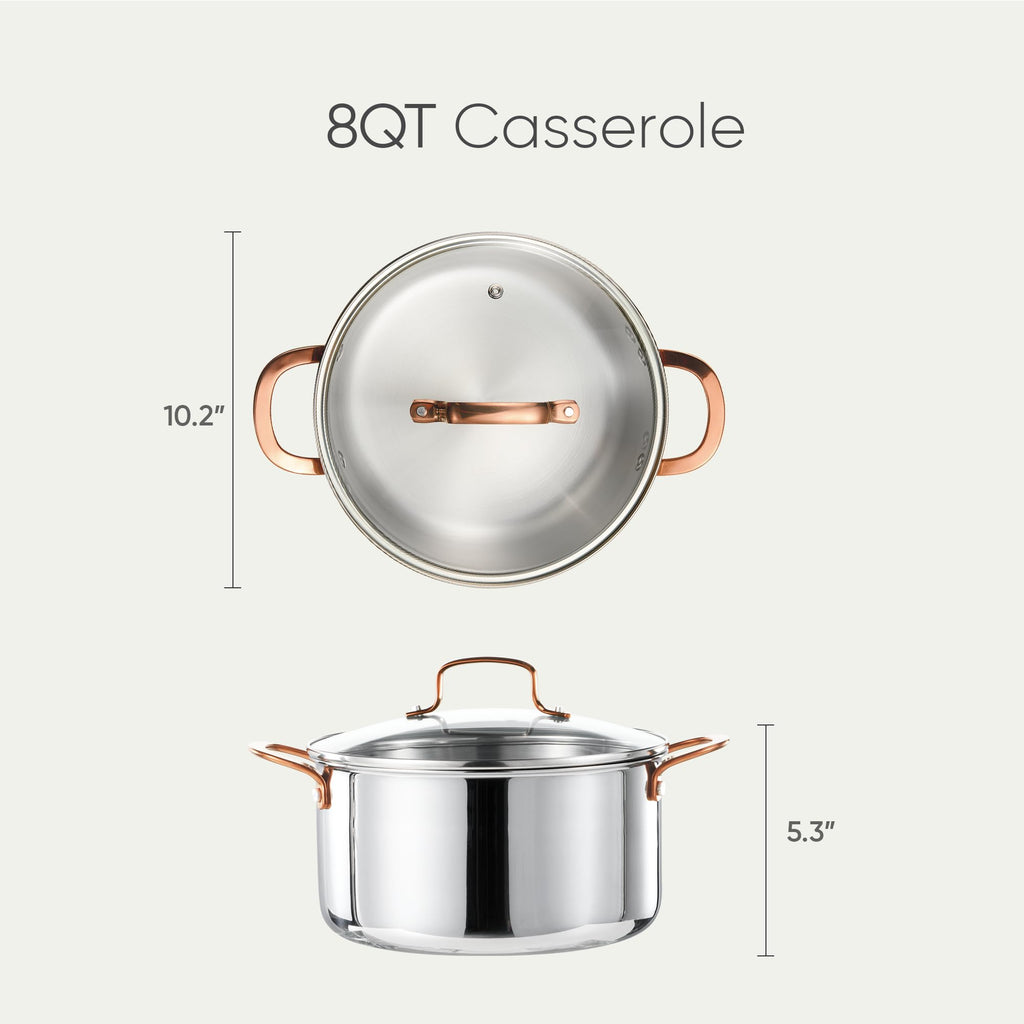 8 Qt Tri-Ply Stainless Steel Stockpot with Lid Z810553