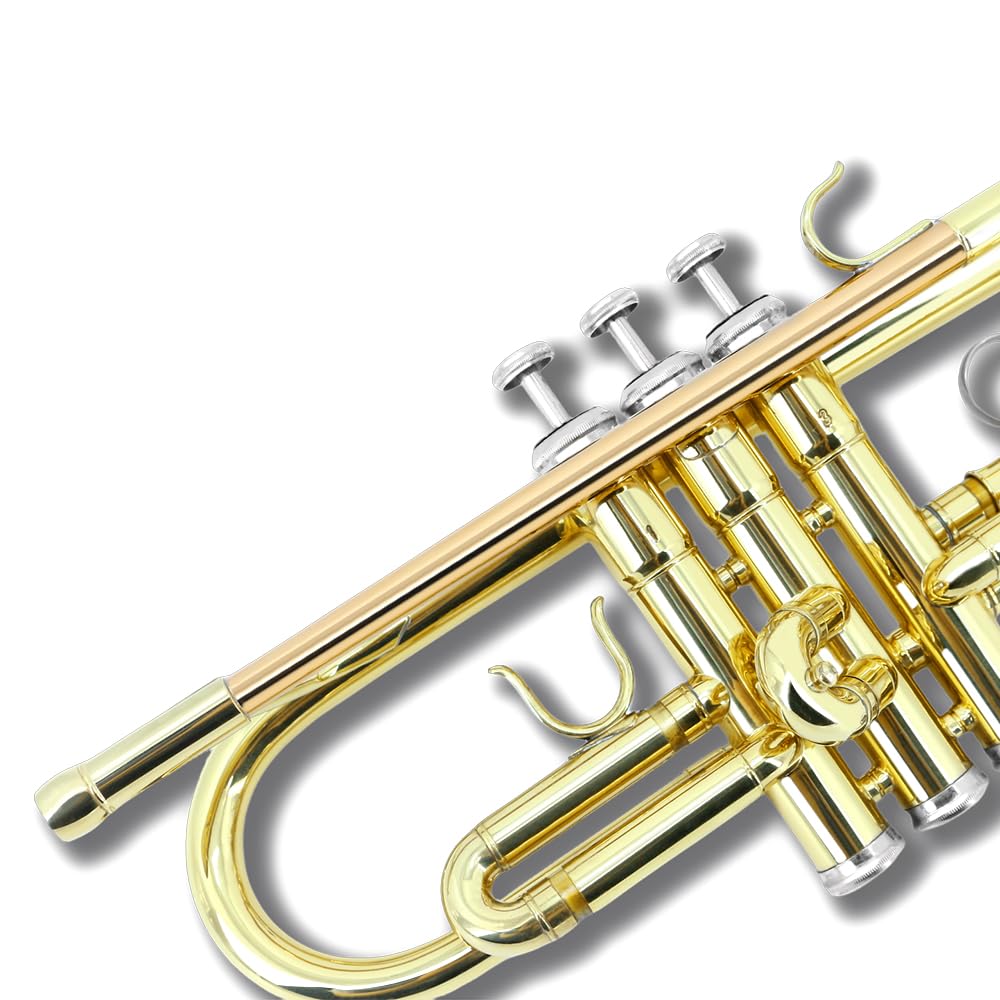 Standard Trumpet Set with Carrying Hard Case, 7C Mouthpiece, Cleaning Cloth and Gloves G989