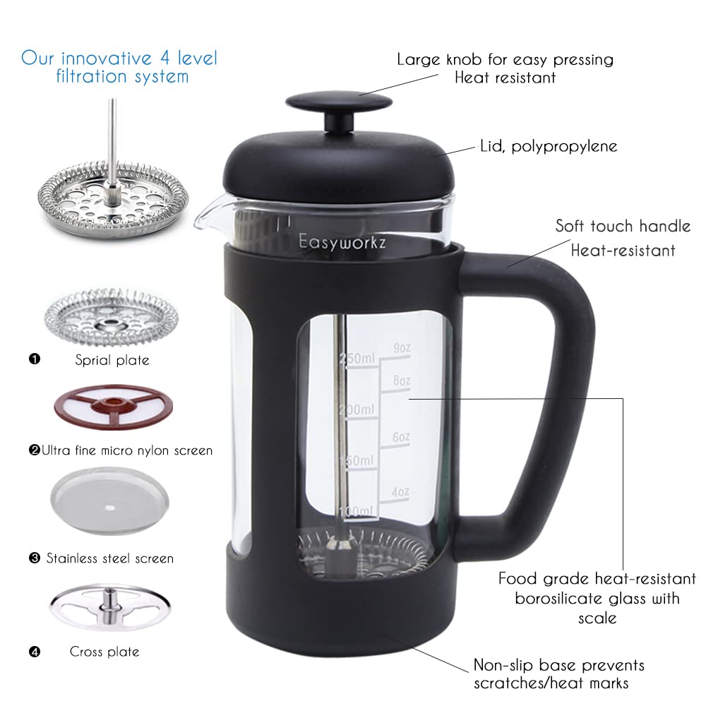 12 oz French Press Coffee Tea Maker with Measuring Spoon L24788