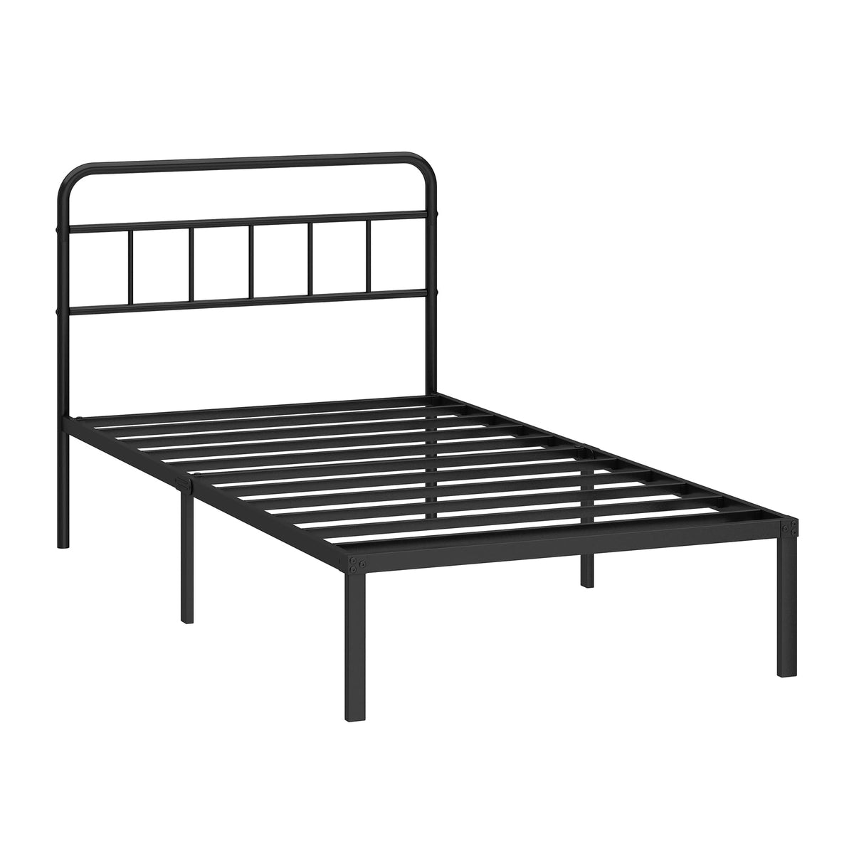 12 inches Twin Bed Frame with Minimalist Headboard, Black U26685