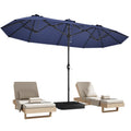 15ft Navy Blue Double-Sided Patio Umbrella with Base G853