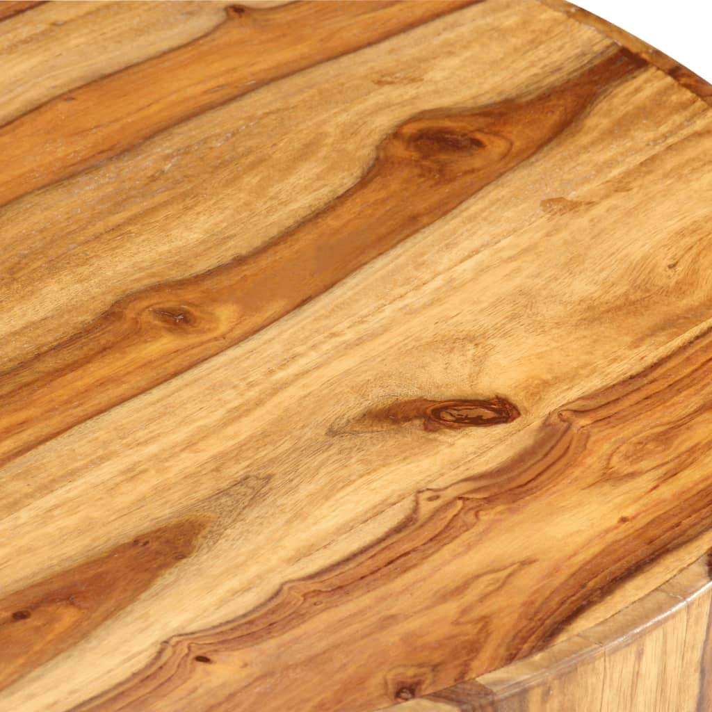 Solid Sheesham Wood Round Coffee Table 25.6 in Diameter Polished Finish V490