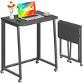 23.6" Folding Mobile Desk with Wheels, All Black D2779
