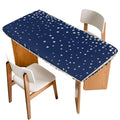 Silver Speckle Fitted Rectangle Tablecloth 32" x 72" Navy Blue Elastic Waterproof Table Cover W68091