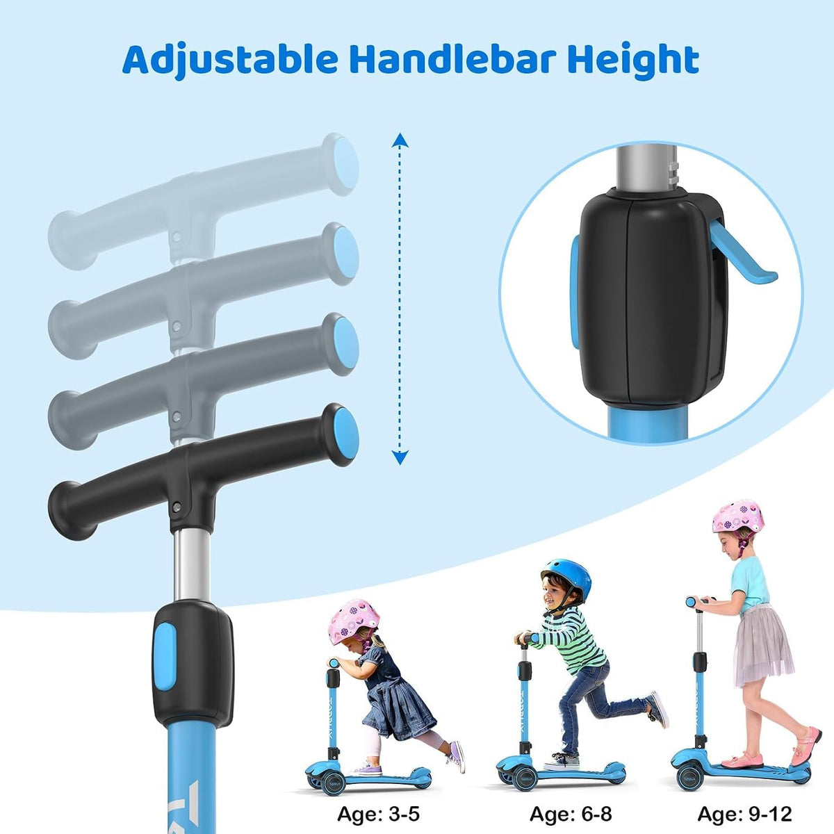 Light Up 3 Wheel Folding Kids Scooter with Adjustable Height Z66745