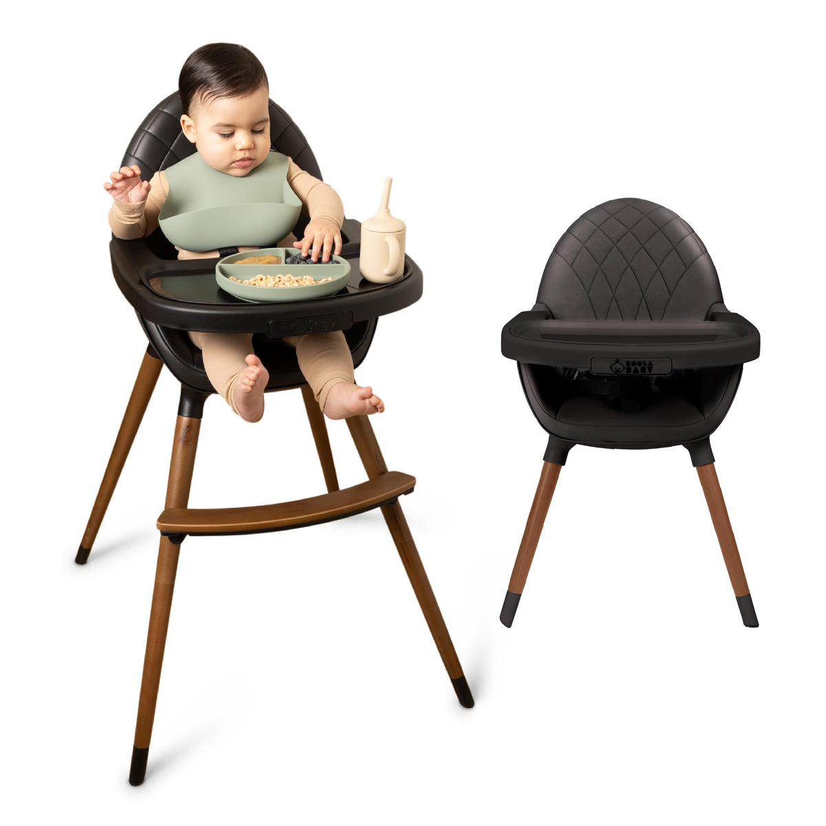 Convertible Wooden High Chair with Adjustable Height Q89376
