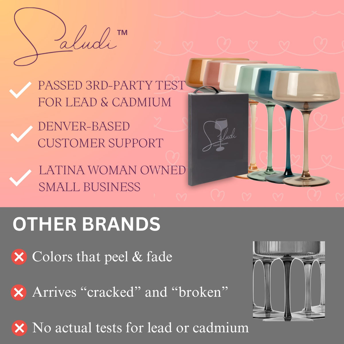 Colored Coupe Glasses Set of 6 N291