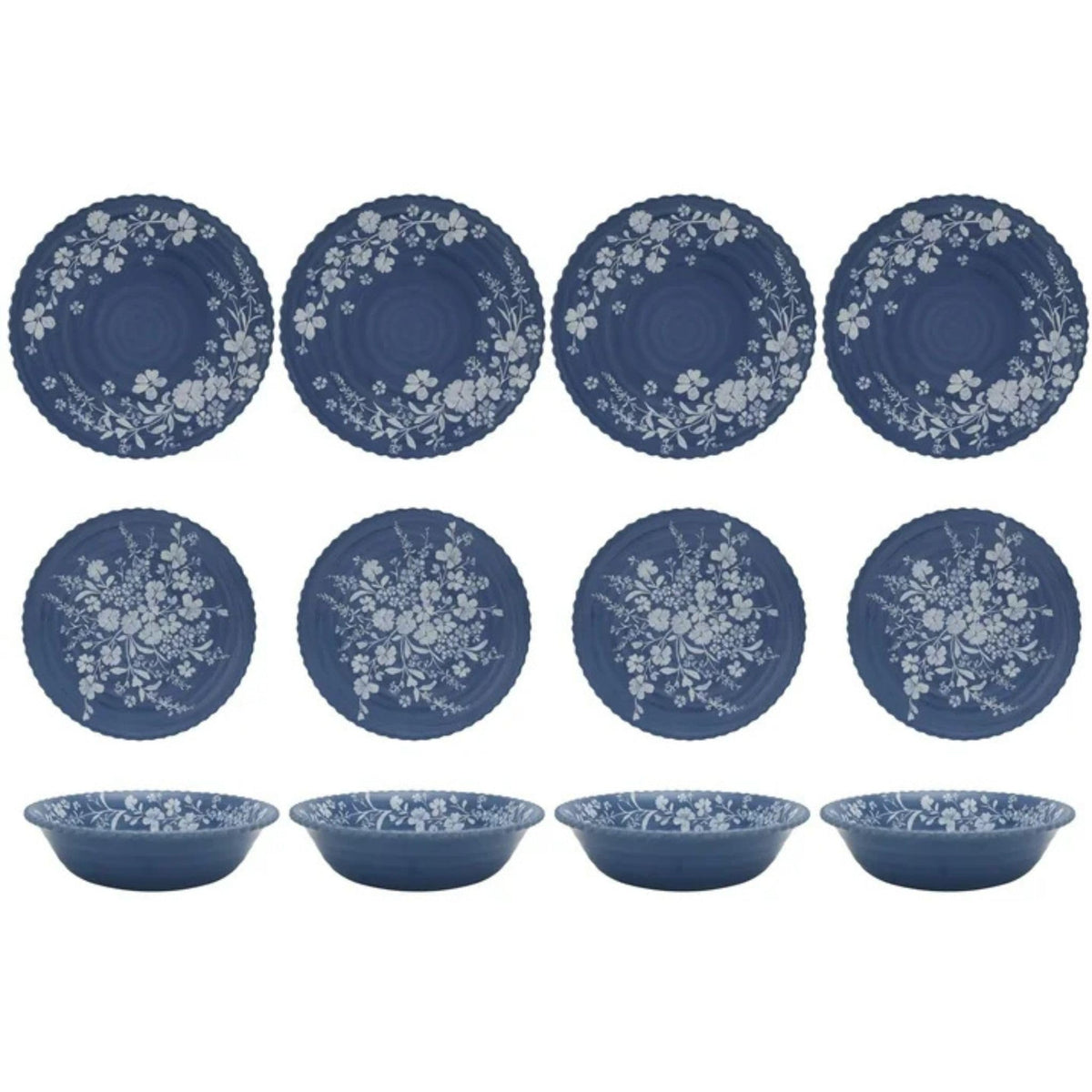 12-Piece Bamboo Melamine Dinnerware Set, Service for 4, Blue U801849