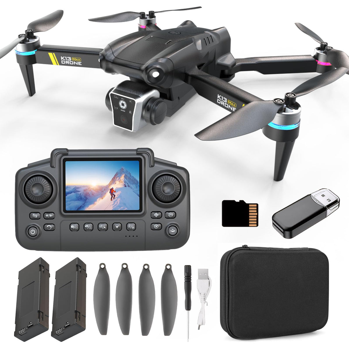 Brushless Drone with Camera, 2 Batteries Z414