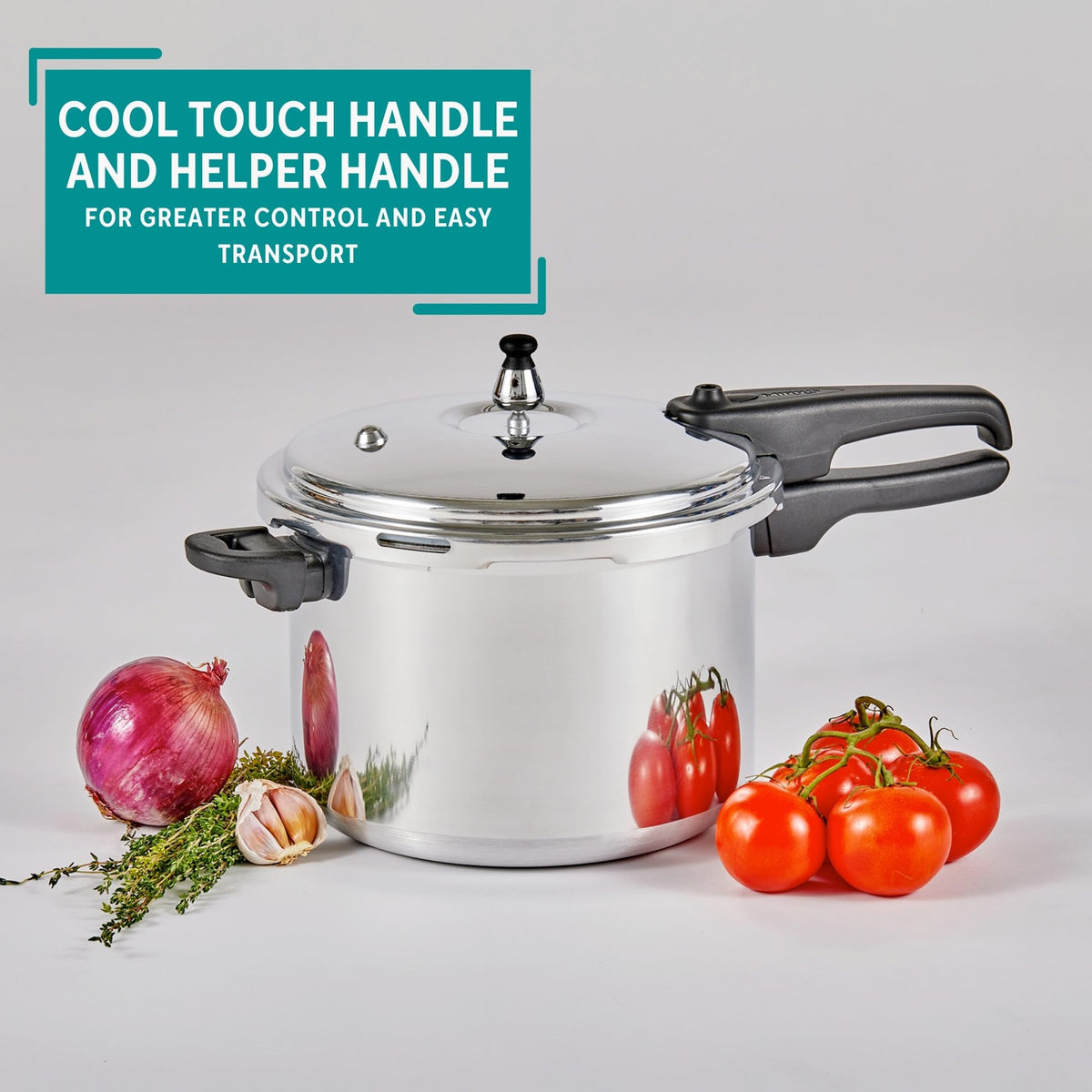 Polished Aluminum 8-Quart Pressure Cooker D4776