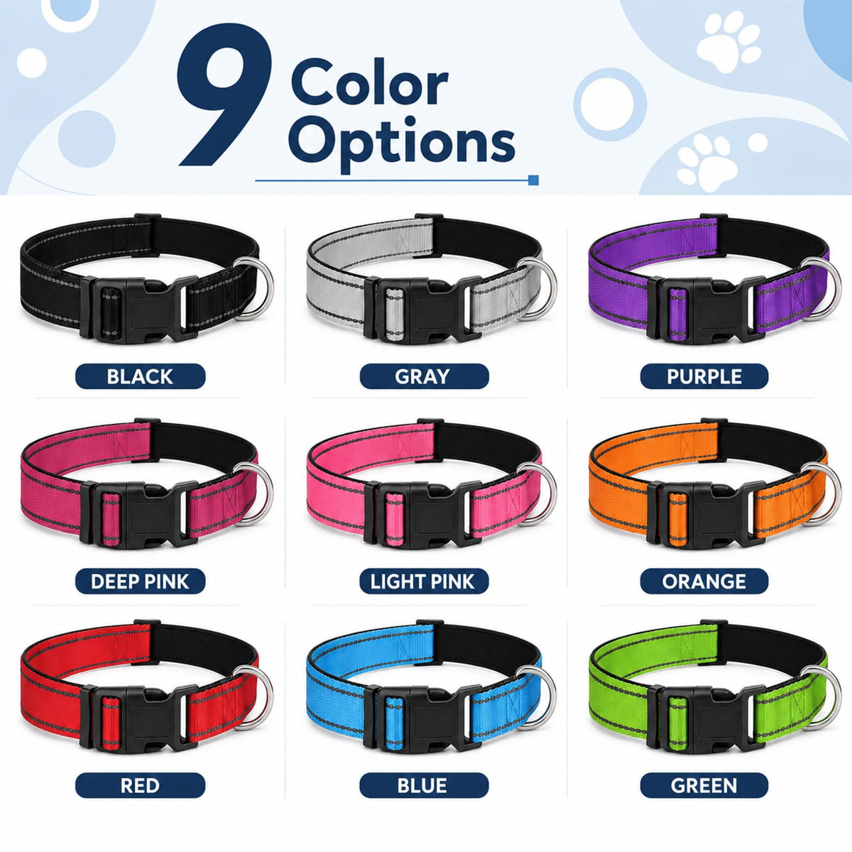 Adjustable Reflective Custom Dog Collar Y2489