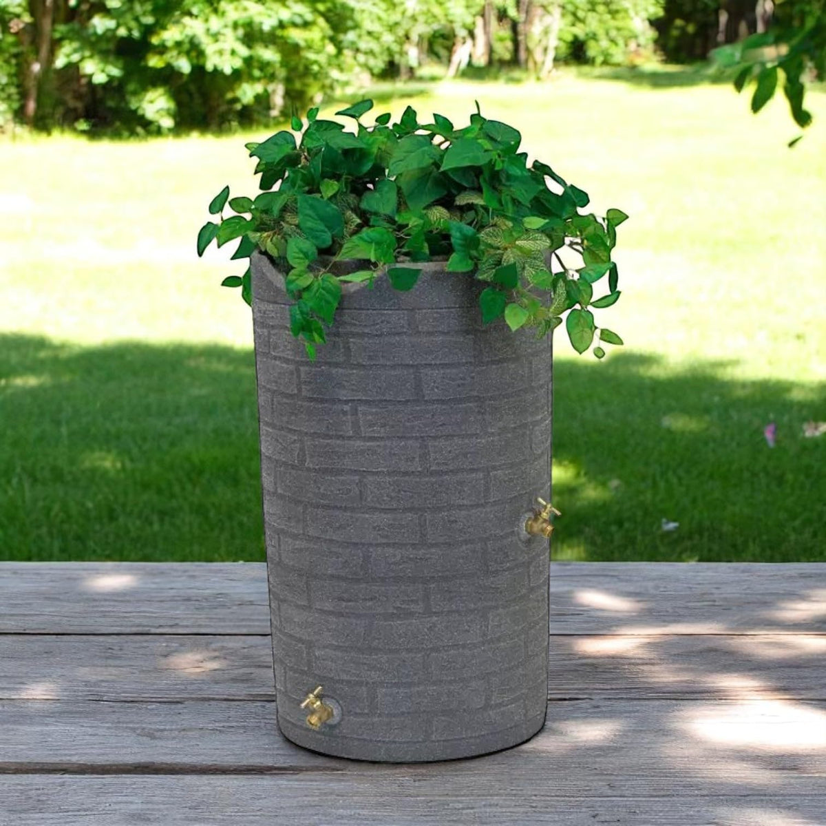 50 Gallon Resin Rain Barrel with Dual Brass Spigots H92004