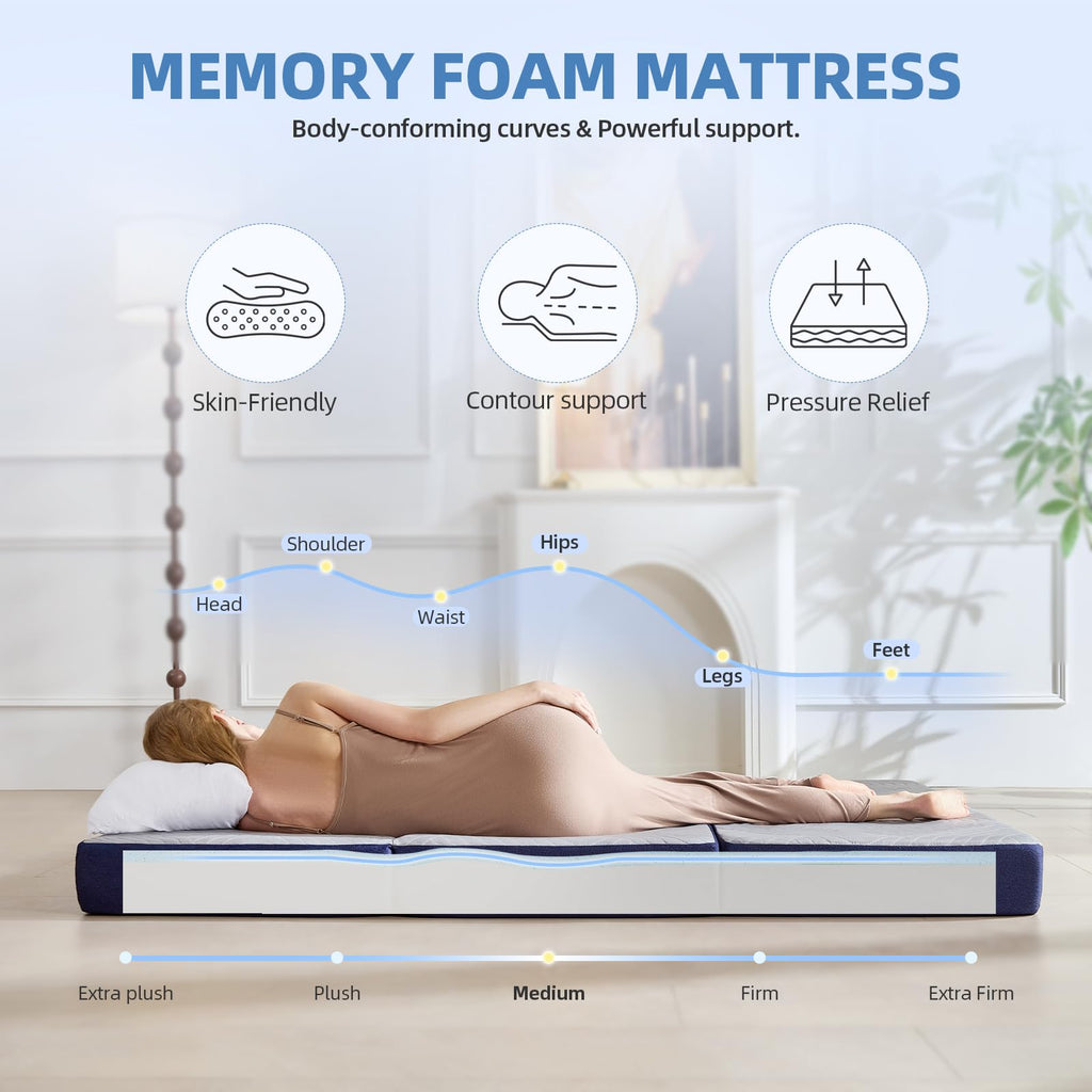 6 Inch Cooling Memory Foam Foldable Mattress Twin Size I97534