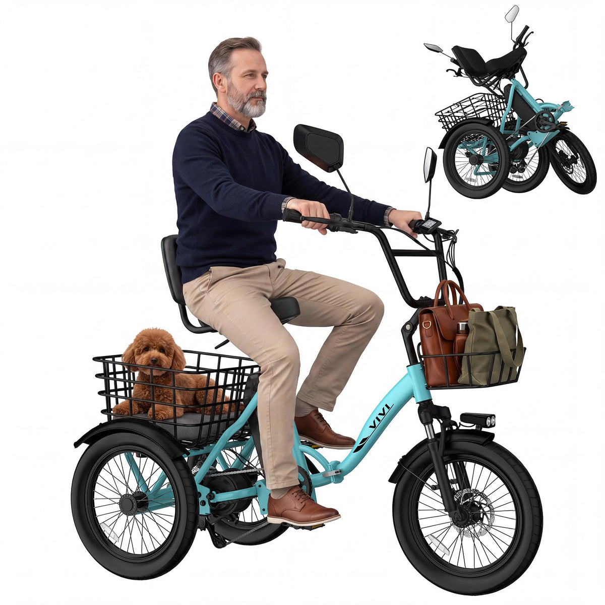 Folding Electric Tricycle 1000W 48V 18" Tire F390