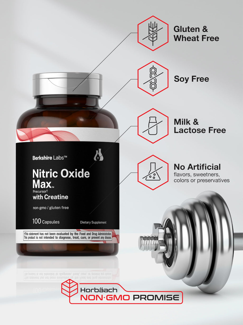 Nitric Oxide Supplement with Creatine Monohydrate 100 Capsules Y37228