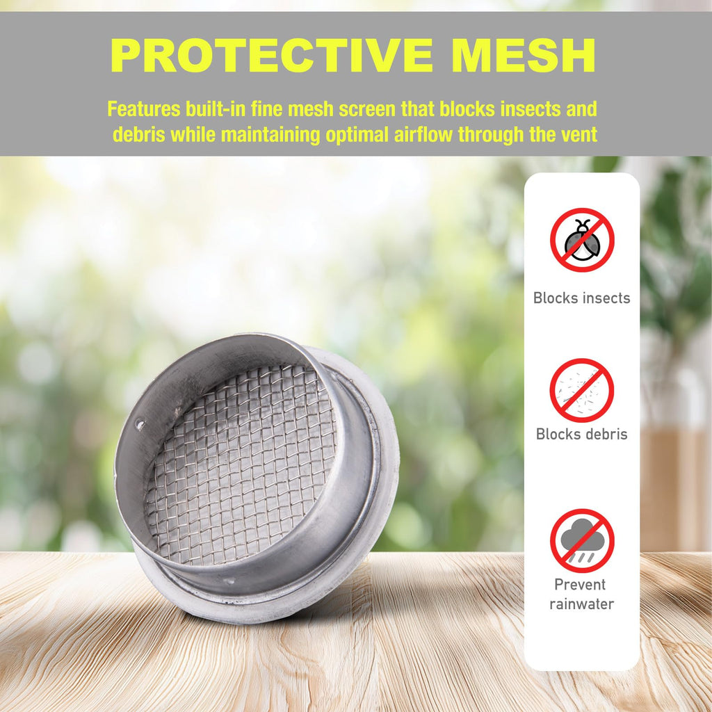 Round Aluminum Louver with Debris Screen, 2 Inches, White, 6-Pack A306