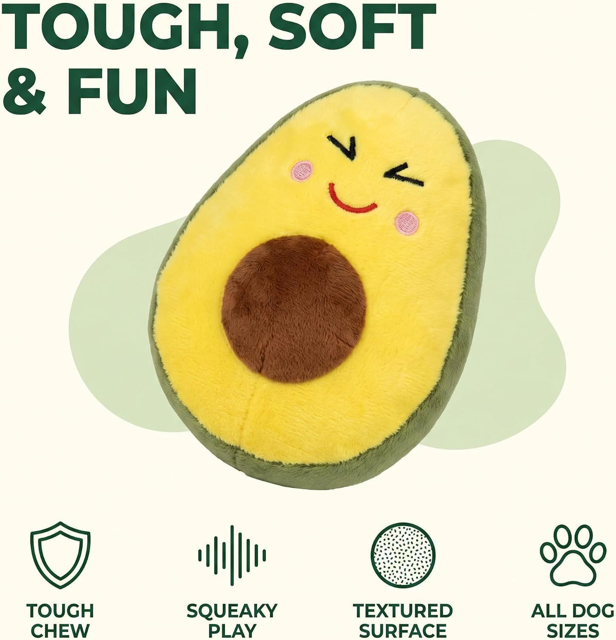 Yellow Soft Plush Avocado Dog Chew Toy F364