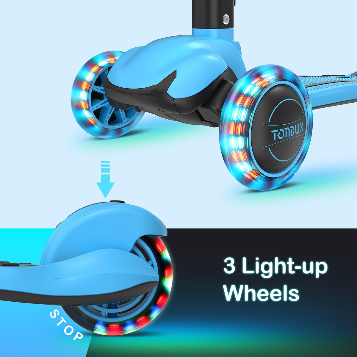 Light Up 3 Wheel Folding Kids Scooter with Adjustable Height Z66745