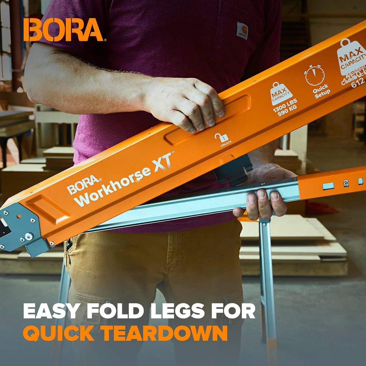2 Pack Adjustable Folding Heavy Duty Sawhorse S855